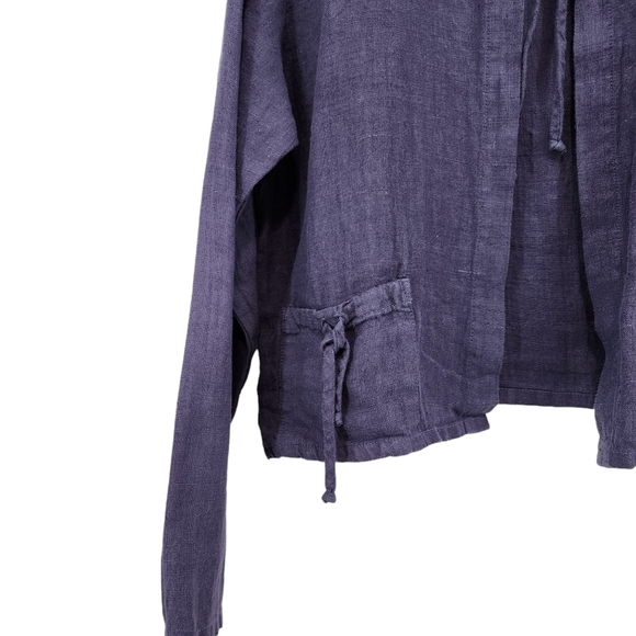 Subtle Tones Women's 100% Linen Tie Front Blazer Jacket Lagenlook - S/M - Picture 4 of 7